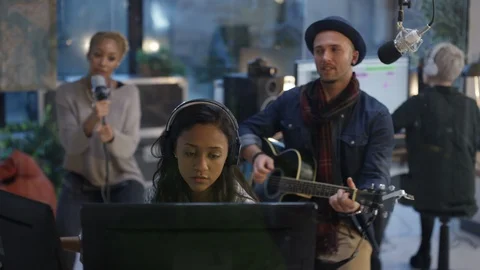 Group of musician performing in recording studio Video stock 106695059