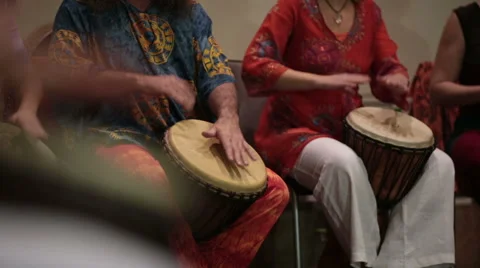 Group of musicians playing drums Stock Footage 45545783