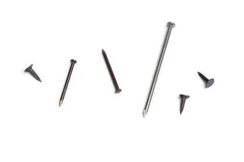 Group of nails in different sizes Stock Photos