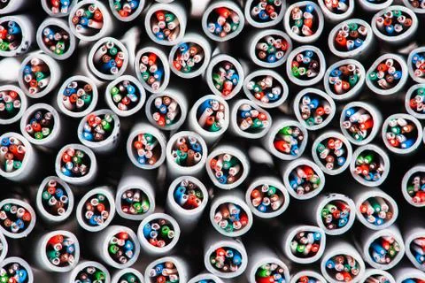Group of network cable electrical wire information technology Stock Photos