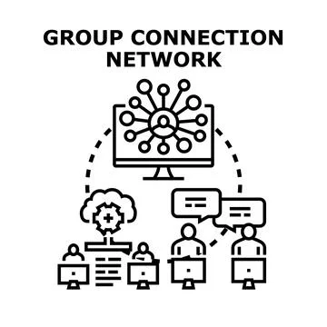 Group network connection online collaboration concept illustration 스톡 일러스트