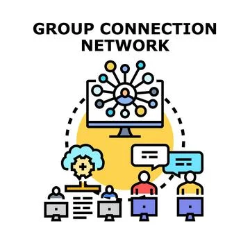Group network connection online collaboration concept illustration Stock Illustration