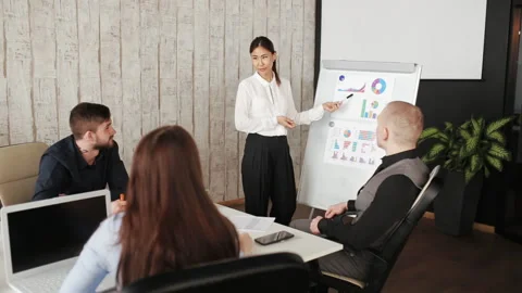 Group in office present ideas Stock Footage 95078568