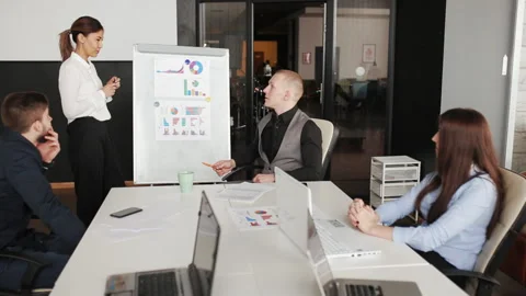 Group in office present ideas Stock Footage 95434810