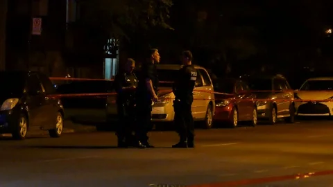 Group of officer at night Stock Footage 95735087