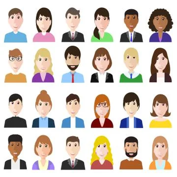 Group og working people diversity, diverse business man and woman avatar icon Stock Illustration