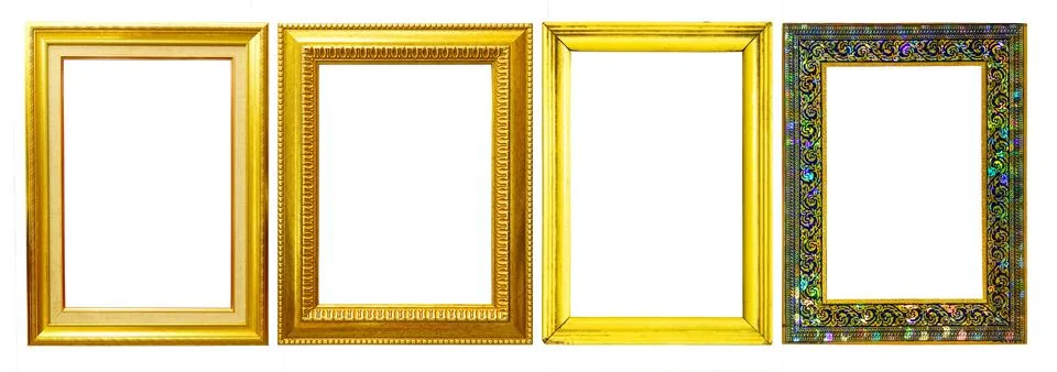 Group of old frame isolated on white, object background Stock Illustration
