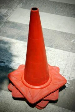 Group old traffic cone Stock Photos