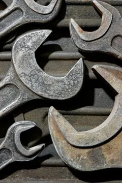 Group of old wrenches Stock Photos