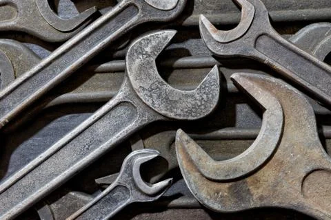 Group of old wrenches Stock Photos
