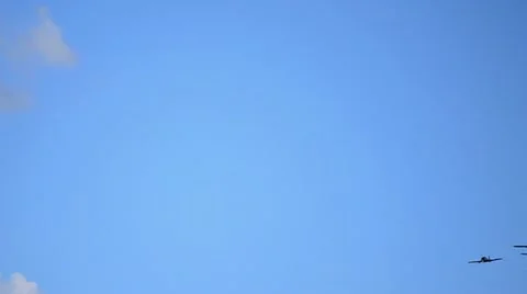 Group of older aircraft in flight Stock Footage 12191178
