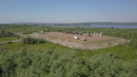 Group of operating oil pumps Stock Footage 76615922