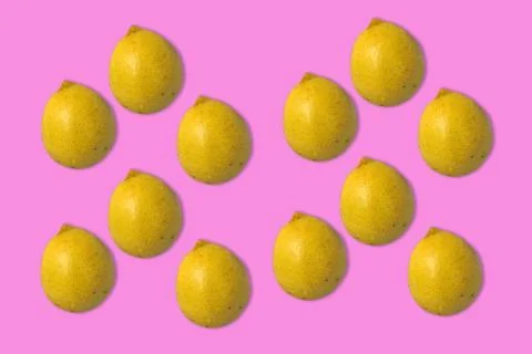 Group of oranges on a pink background Stock Photos