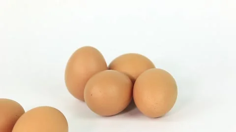 GROUP of organic eggs on white background used cooking Stock-Footage 200383398