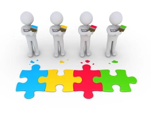 Group of painters connection concept Stock Illustration