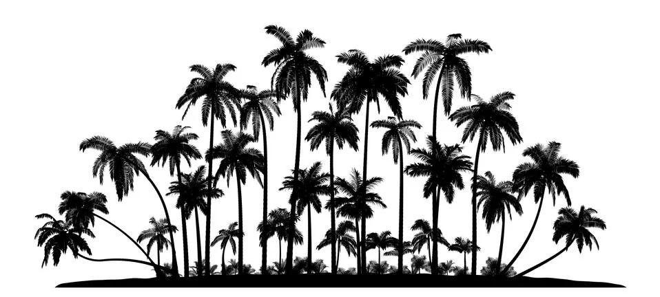 Group of palms Vector Silhouettes Stock Illustration