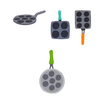 Group of pancake pans for baking dessert Stock Illustration