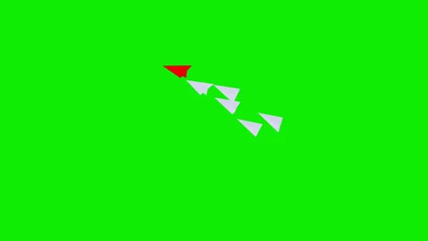 Group of paper plans with red leader in front flying to path Stock-Footage 284866577