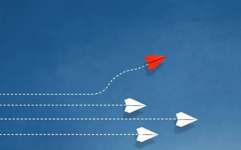 Group of paper ship in one direction and with one individual pointing in th.. Stock Photos