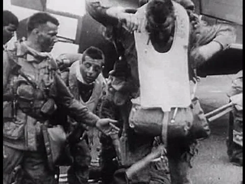 A group of para-troopers load planes and take off to commence D-Day during the Video stock 75236288