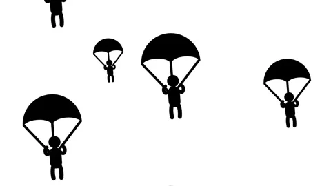 Group Parachuting Stockbeeldmateriaal 335667633