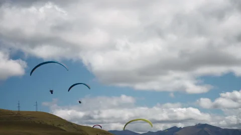 Group of paragliders Stock Footage 172535357