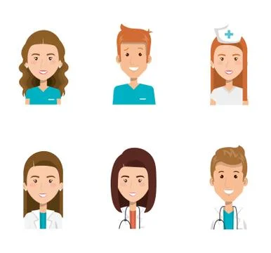 Group of paramedics and doctors Illustrazione stock
