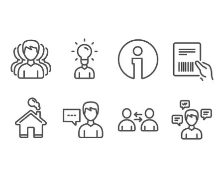 Group, Parcel invoice and Communication icons. Person talk, Education and 스톡 일러스트