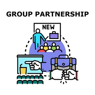 Group partnership strategy planning for collaborative business development Stock Illustration