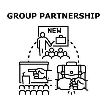 Group partnership strategy planning for collaborative business development Stock Illustration