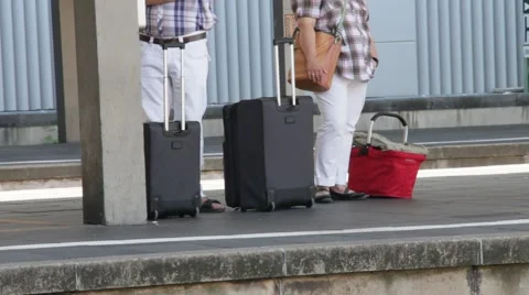 Group of passengers  on the platform waiting for the train Stock Footage 40370875
