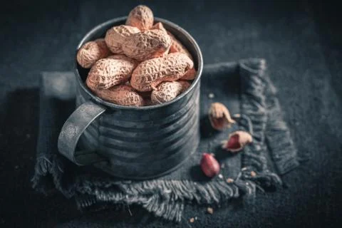 Group of peanuts with as a healthy and good snack Foto stock