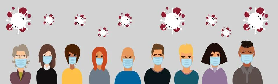 Group of people ad Stock Illustration