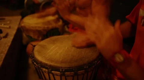 Group of people with African drums Stock Footage 51663000