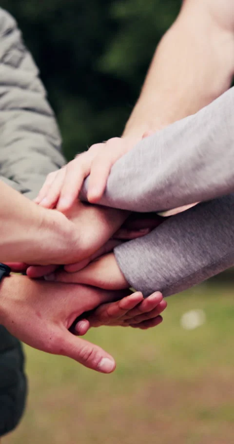 Group, people and hand stack for teamwork, cooperation and motivation for Stock Footage 347254046