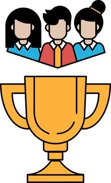 A group of people are standing around a trophy 库存插图