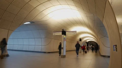 A group of people are walking through a tunnel Stock Footage 297859855