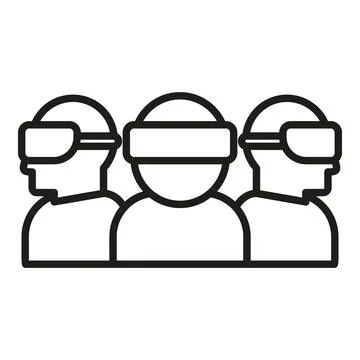 Group people in augmented reality icon outline vector. Game control 库存插图