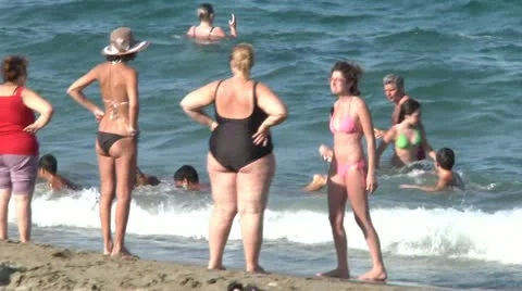 Group of people on the beach. Stock Footage 11412920