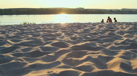 Group of people on beach on sunset Video stock 51262494