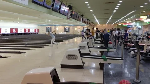 Group of People Bowling in Tokyo Stock Footage