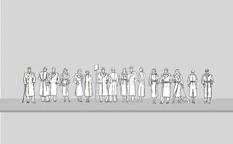Group of people at the bus stop Stock Illustration