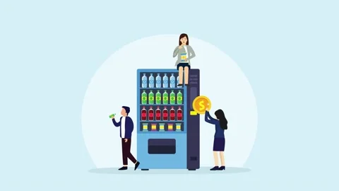 Group of people buying drinks on vending machine Stock Footage 166818467