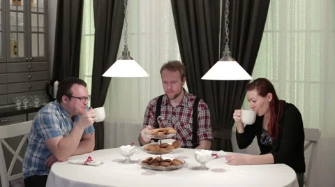 A group of people at a cafe drinking coffee Stock Footage 62874112