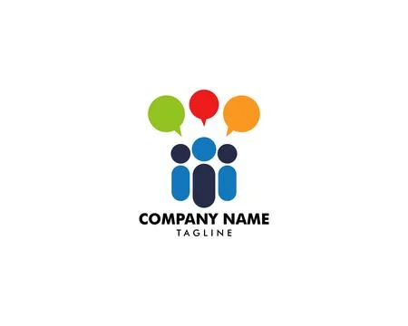 Group People Chat Logo Design Template Stock Illustration