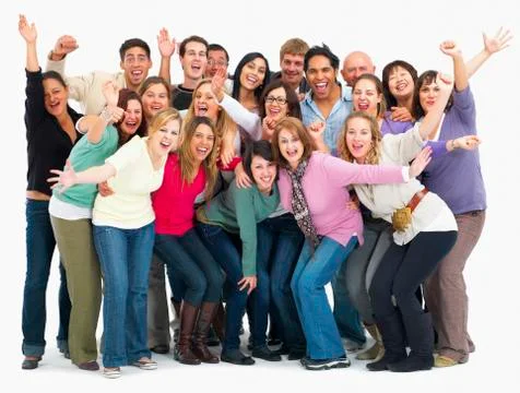 Group of people cheering 写真素材