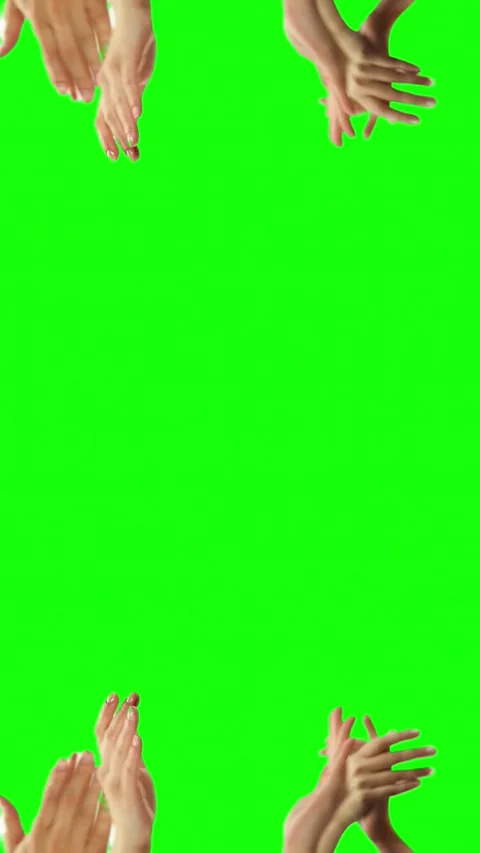 Group of people clapping hands on green screen background vertical video Stock Footage 340245508