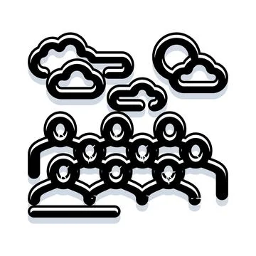 Group of people collaborating under changing weather conditions 库存插图