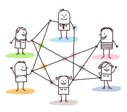 Group of people connected by lines 스톡 일러스트