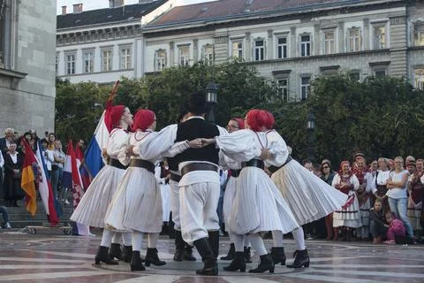 Group of people dancing in Budapest Stock-Fotos
